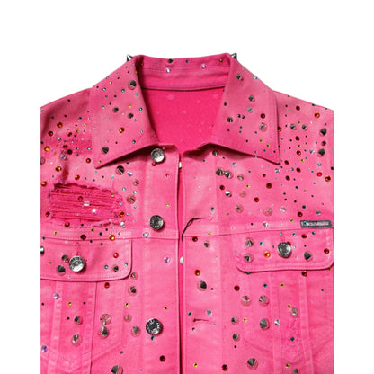 Dazzling Dolce Gabbana Cotton Denim Jacket with Crystal Embellishments &