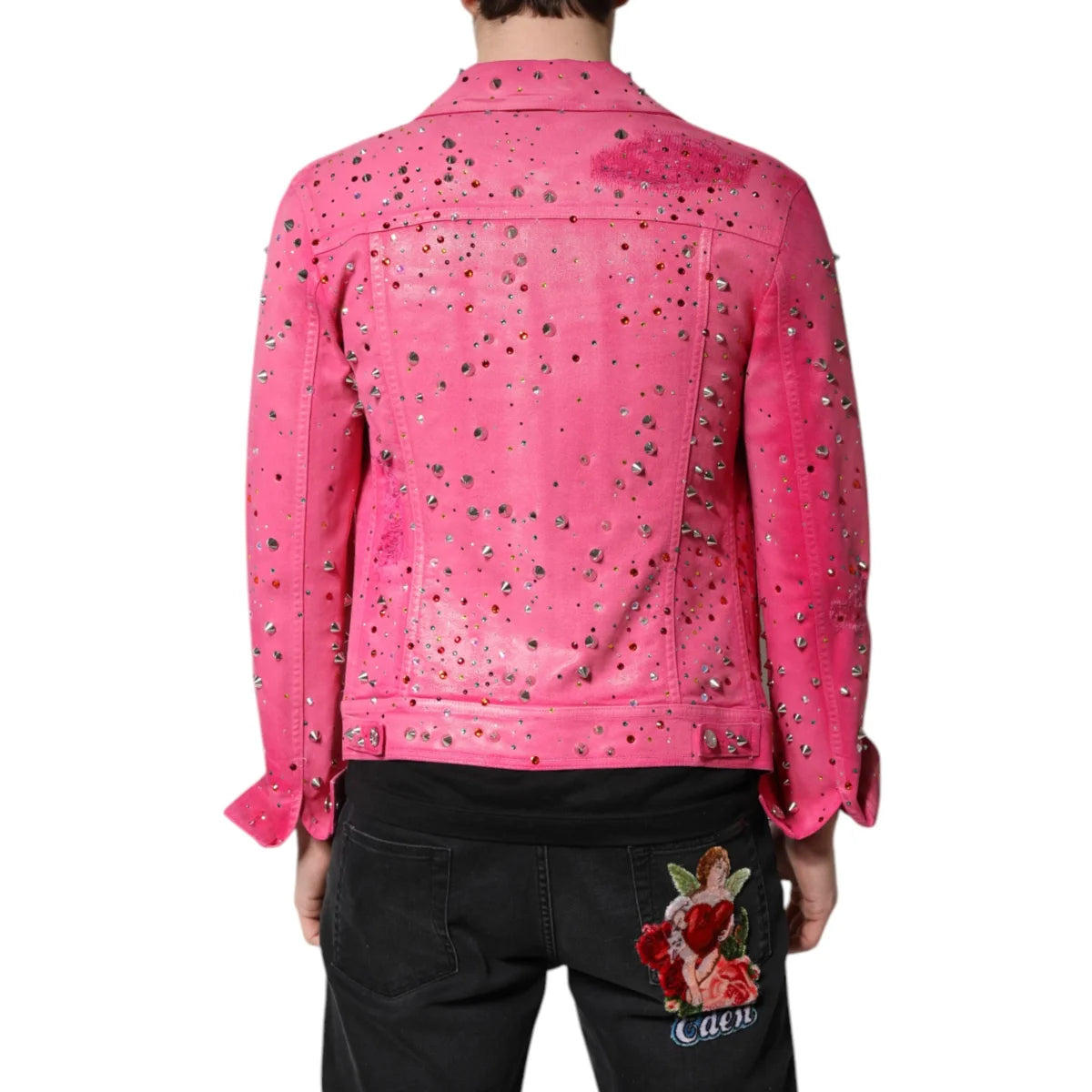 Dazzling Dolce Gabbana Cotton Denim Jacket with Crystal Embellishments &