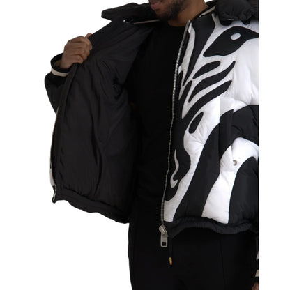 Dazzling Dolce Gabbana Multicolor Puffer Jacket with Hood and Logo &