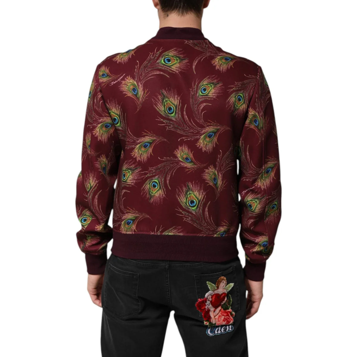 Dazzling Dolce Gabbana Peacock Print Bomber Jacket for Men &