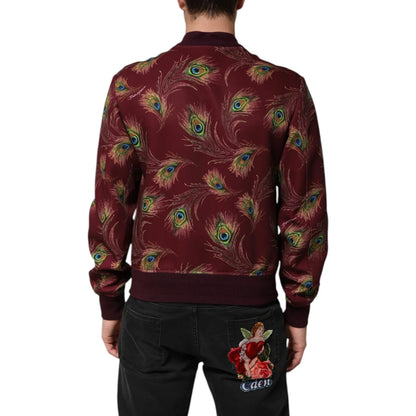 Dazzling Dolce Gabbana Peacock Print Bomber Jacket for Men &