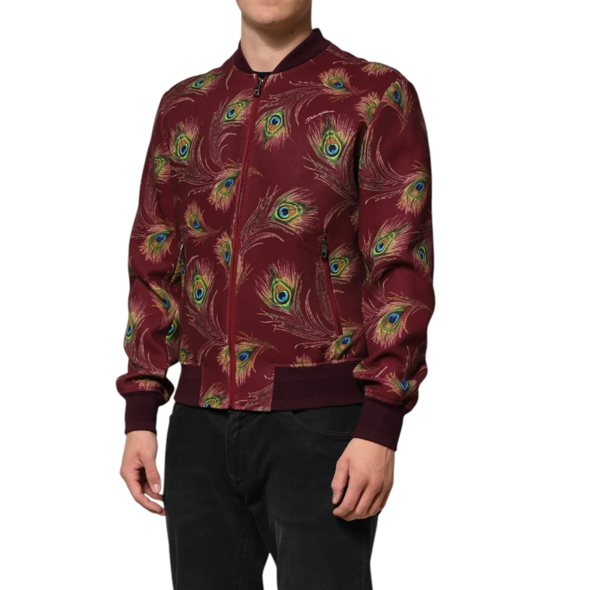 Dazzling Dolce Gabbana Peacock Print Bomber Jacket for Men &