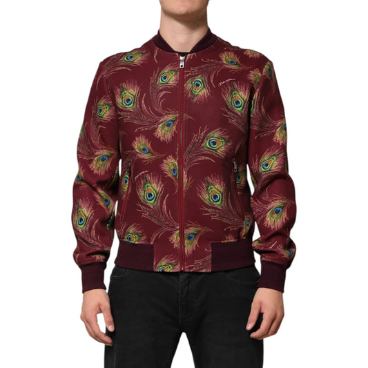 Dazzling Dolce Gabbana Peacock Print Bomber Jacket for Men &