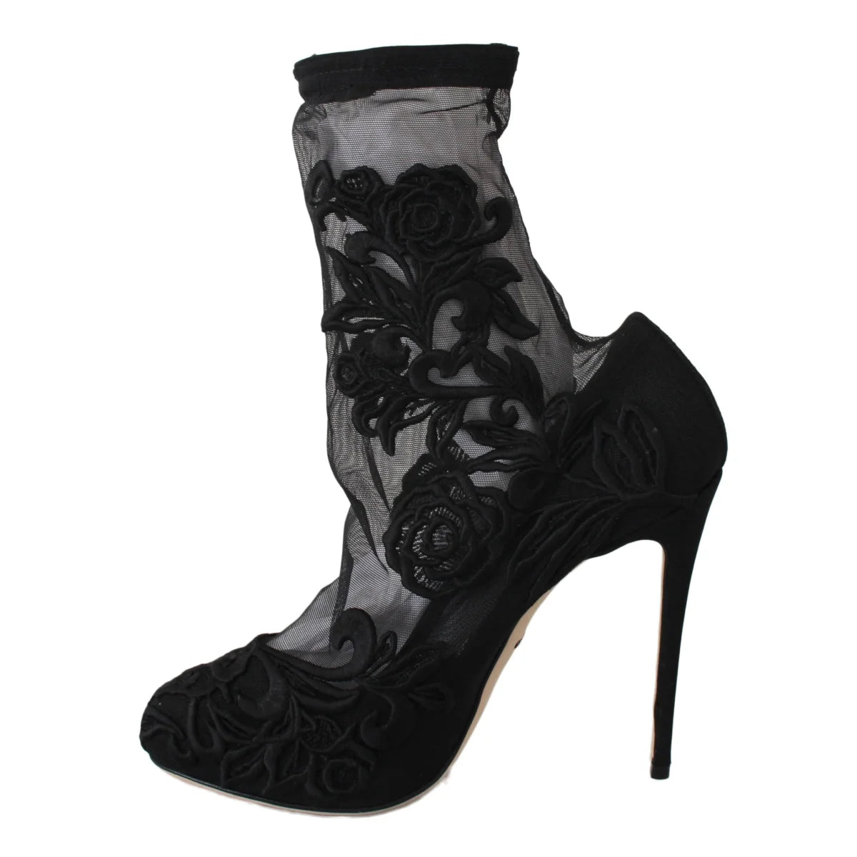 Dazzling Dolce Gabbana Rose Embroidered Stiletto Socks &