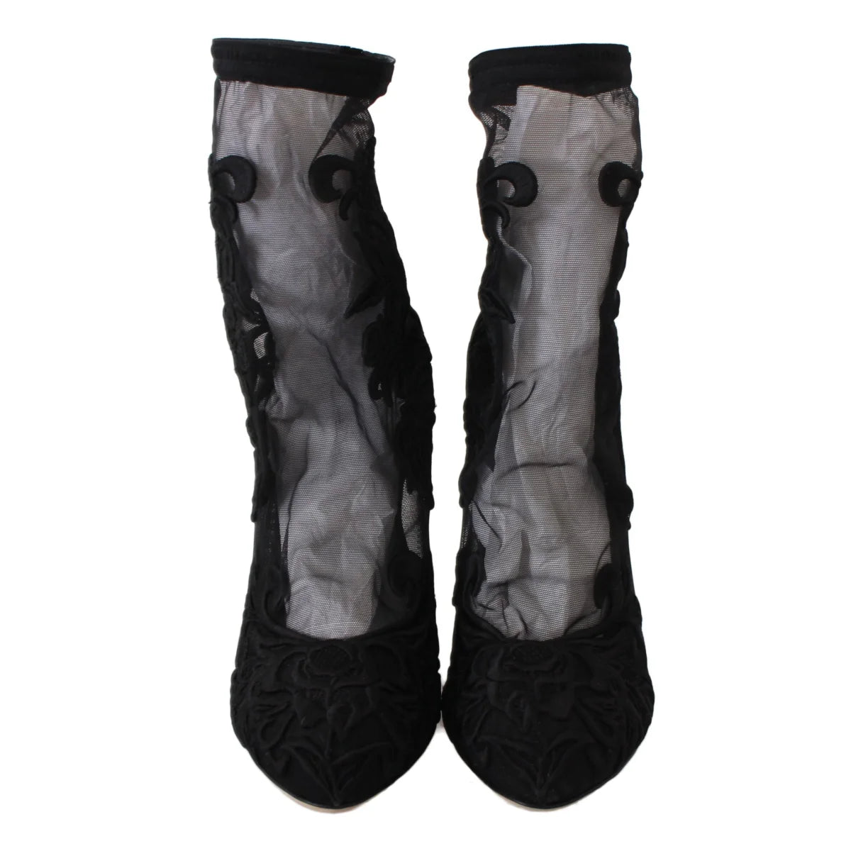 Dazzling Dolce Gabbana Rose Embroidered Stiletto Socks &