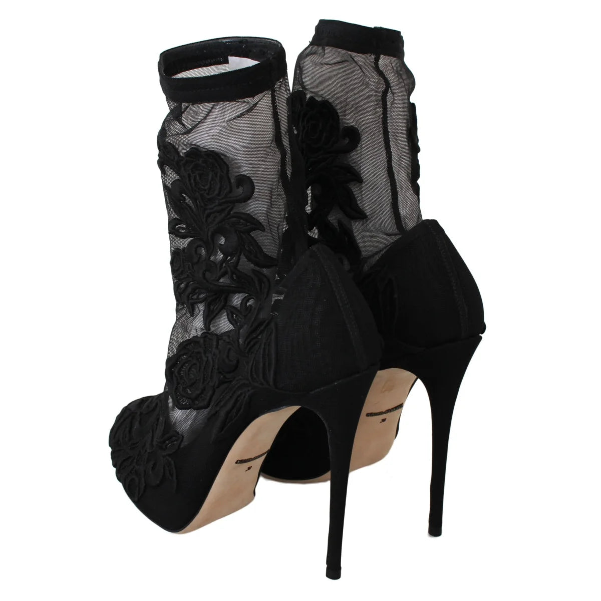 Dazzling Dolce Gabbana Rose Embroidered Stiletto Socks &
