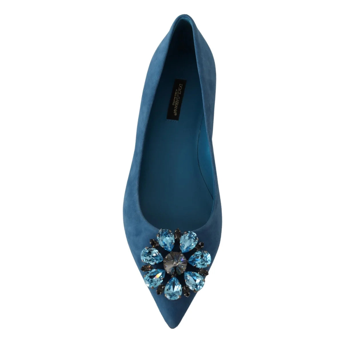 Dazzling Dolce Gabbana Suede Flats with Crystal Embellishments &