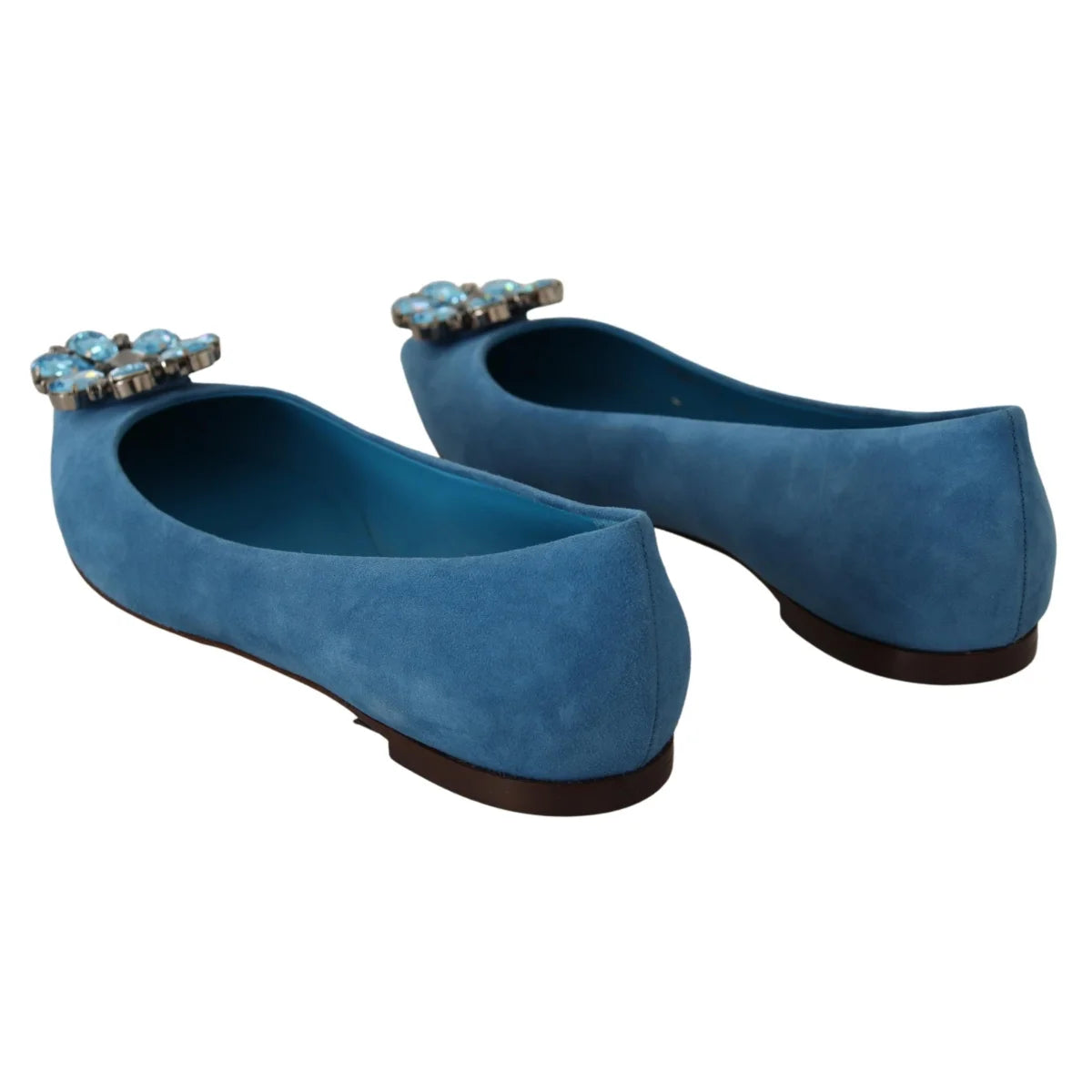 Dazzling Dolce Gabbana Suede Flats with Crystal Embellishments &