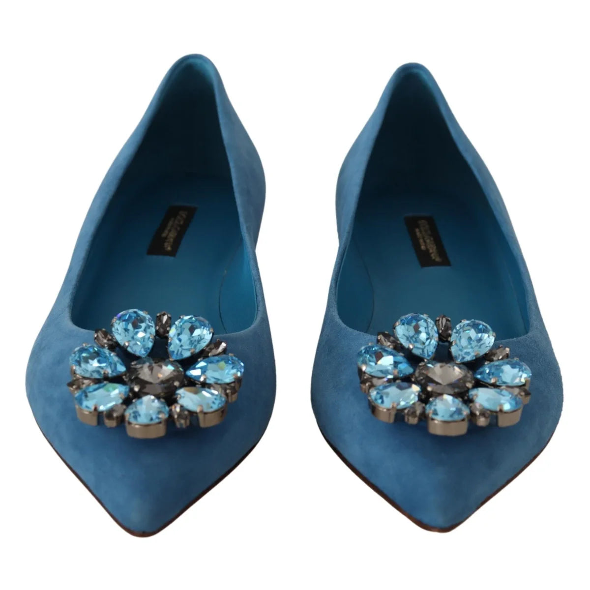 Dazzling Dolce Gabbana Suede Flats with Crystal Embellishments &