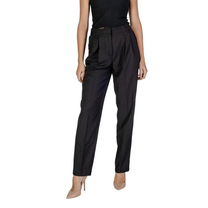Vila Clothes Black Polyester Dress Pants
