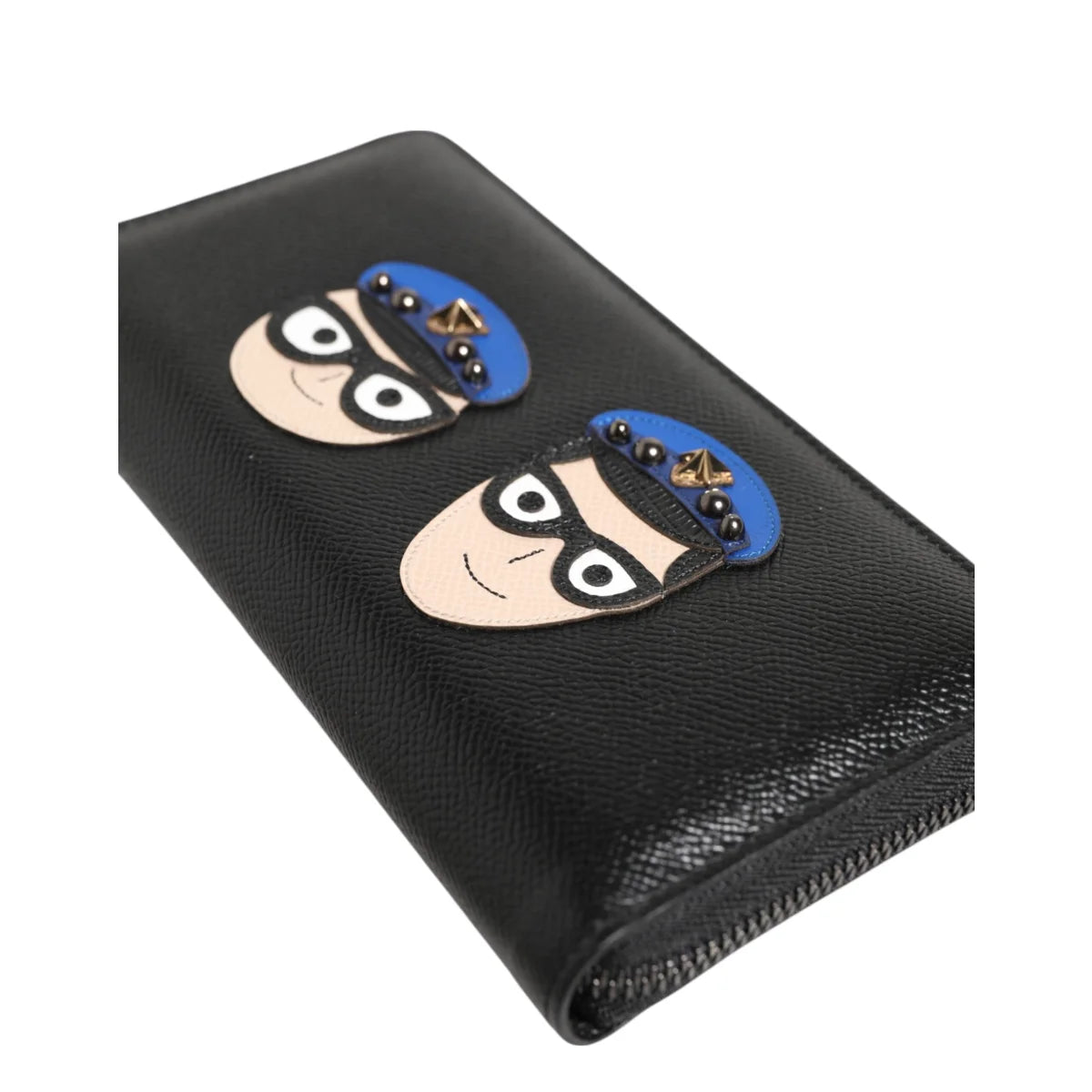 DGFamily Zipper Continental Gabbana Black Leather Wallet for Men Dolce &