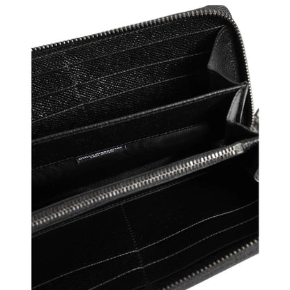 DGFamily Zipper Continental Gabbana Black Leather Wallet for Men Dolce &