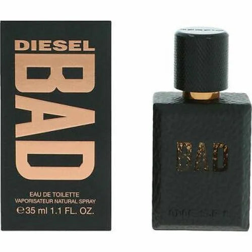 Diesel Bad Eau Bold Masculine Scent in Rose Gold and Black Bottle Men’s Cologne