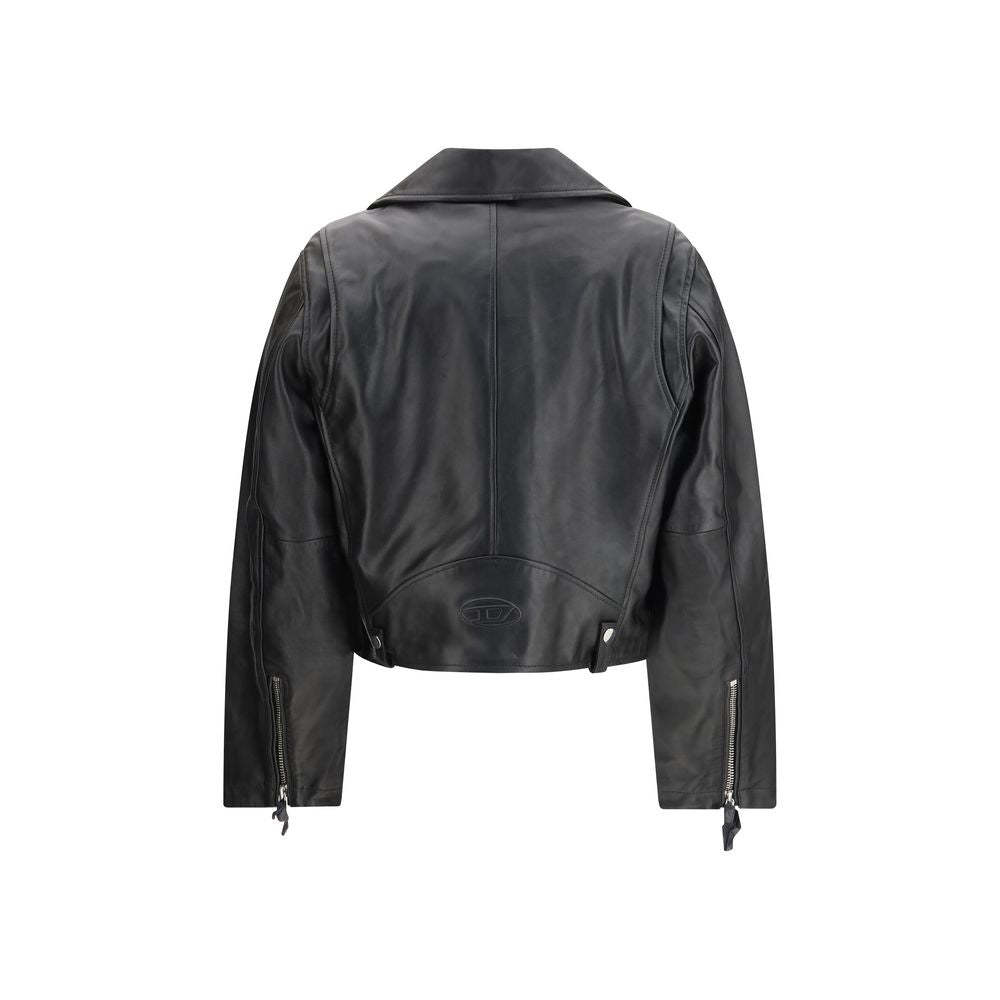 Diesel Bomber Jackets - Black Calf Leather Bos Taurus Jacket