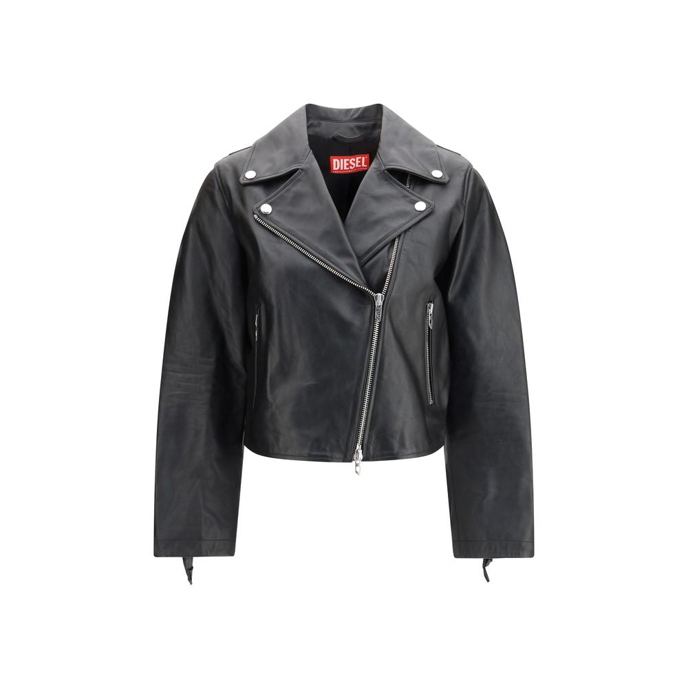 Diesel Bomber Jackets - Black Calf Leather Bos Taurus Jacket