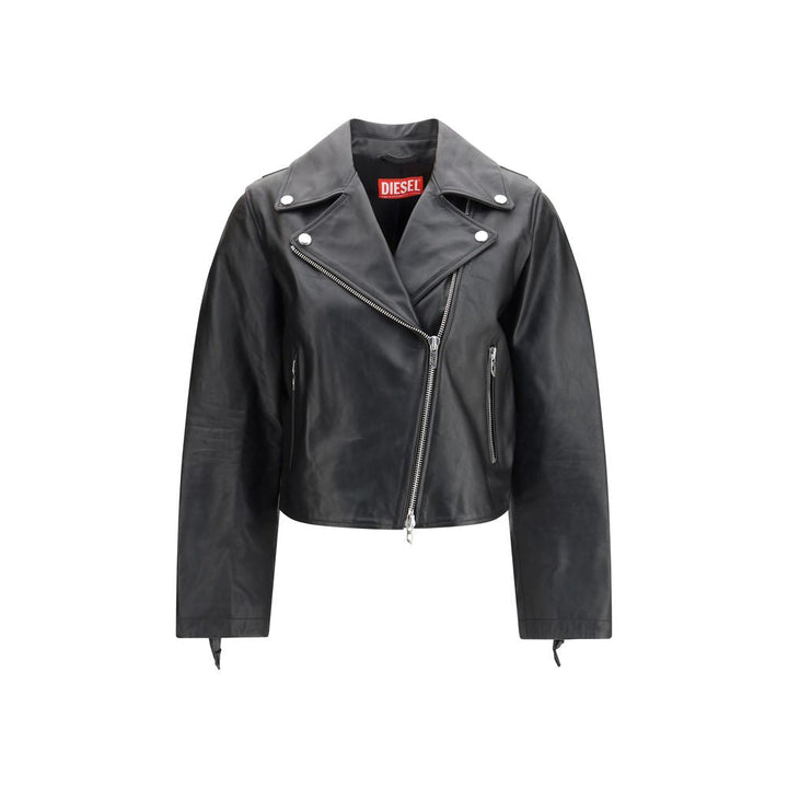 Diesel Bomber Jackets - Black Calf Leather Bos Taurus Jacket