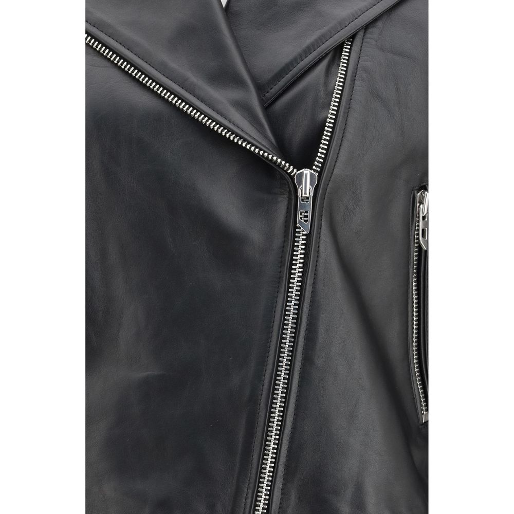 Diesel Bomber Jackets - Black Calf Leather Bos Taurus Jacket