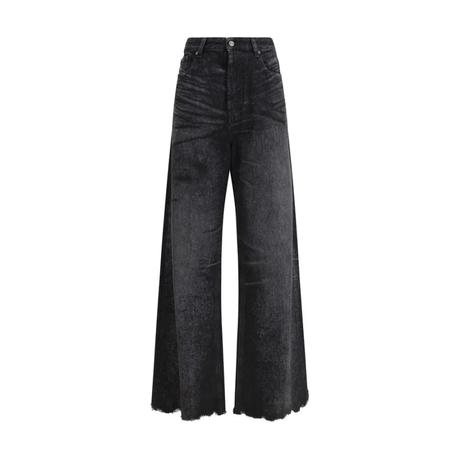 Diesel Black Cotton Relaxed Fit Jeans