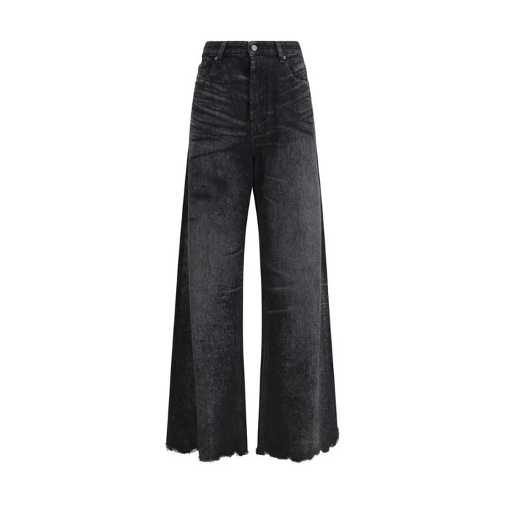 Diesel Black Cotton Relaxed Fit Jeans
