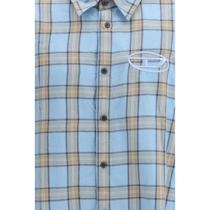 Diesel Blue Cotton Pattern Shirt