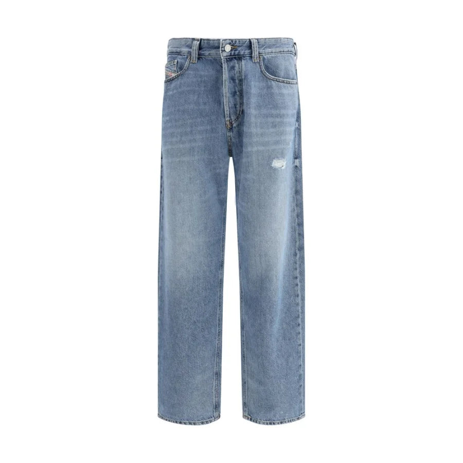 Diesel Blue Cotton Relaxed Fit Jeans