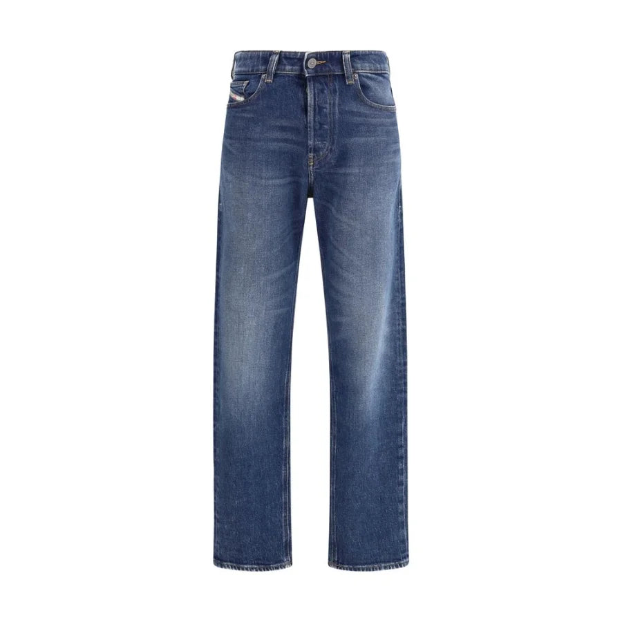 Diesel Blue Cotton Straight-Leg Jeans