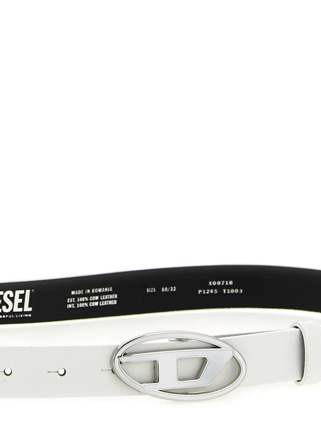 Diesel White Leather Regular Belt
