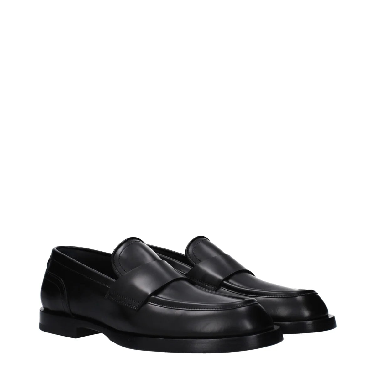 Dolce&Gabbana A30264AB64080999 Black Leather Loafers Dolce & Gabbana