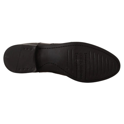 Dolce & Gabbana Ankle High Wingtip Oxford Boots in Black Leather