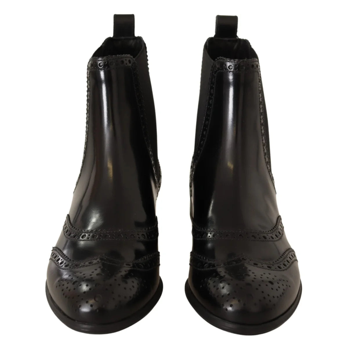 Dolce & Gabbana Ankle High Wingtip Oxford Boots in Black Leather