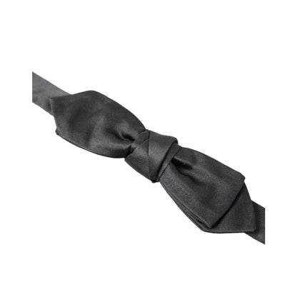 Dolce Gabbana Anthracite Gray Adjustable Silk Bow Tie &