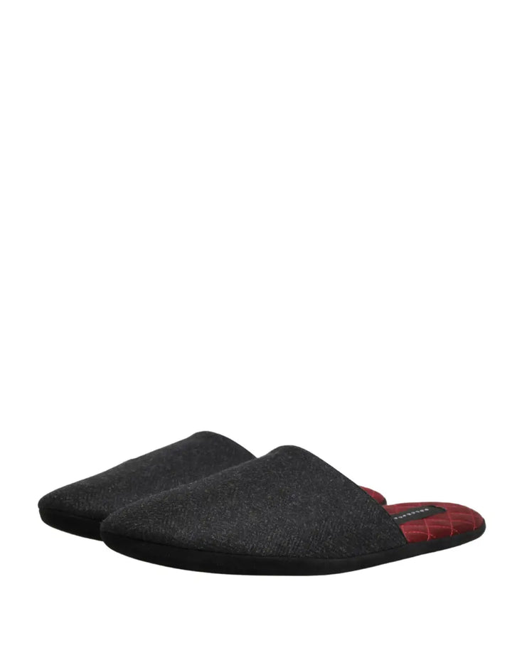 Dolce &amp; Gabbana Anthracite Wool Cashmere Quilted Slippers Shoes