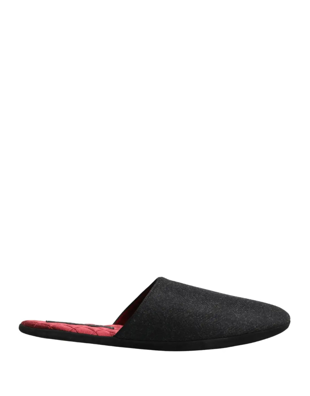 Dolce &amp; Gabbana Anthracite Wool Cashmere Quilted Slippers Shoes