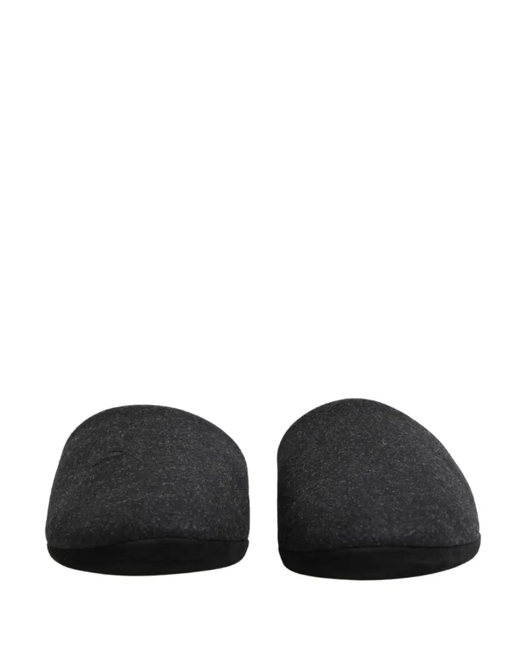 Dolce &amp; Gabbana Anthracite Wool Cashmere Quilted Slippers Shoes