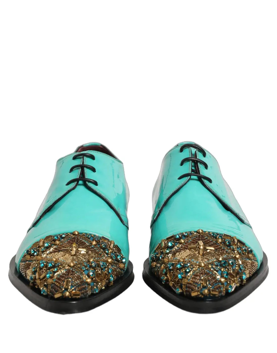 Dolce &amp; Gabbana Aqua Blue Embellished Derby Dress Formal Shoes