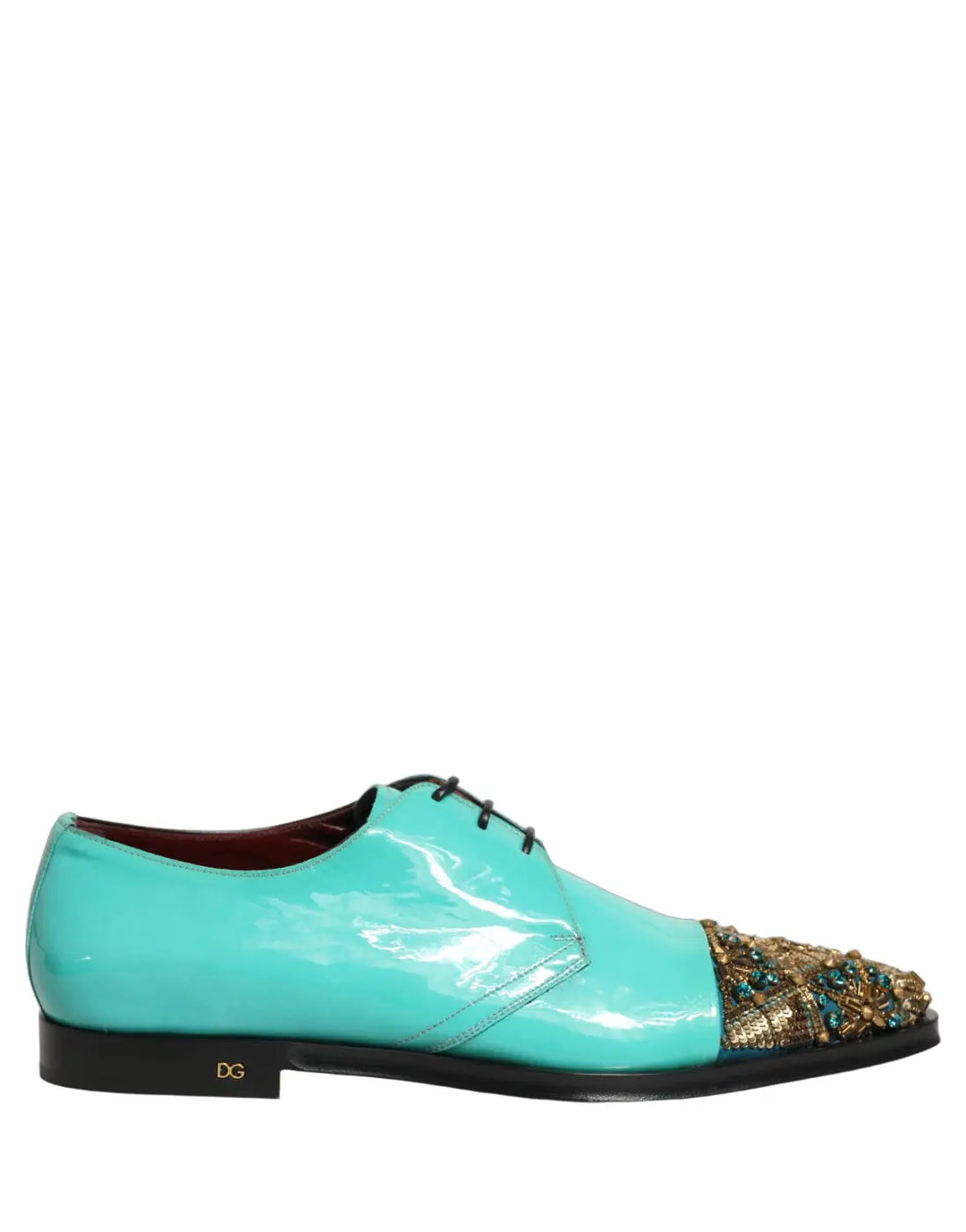 Dolce &amp; Gabbana Aqua Blue Embellished Derby Dress Formal Shoes