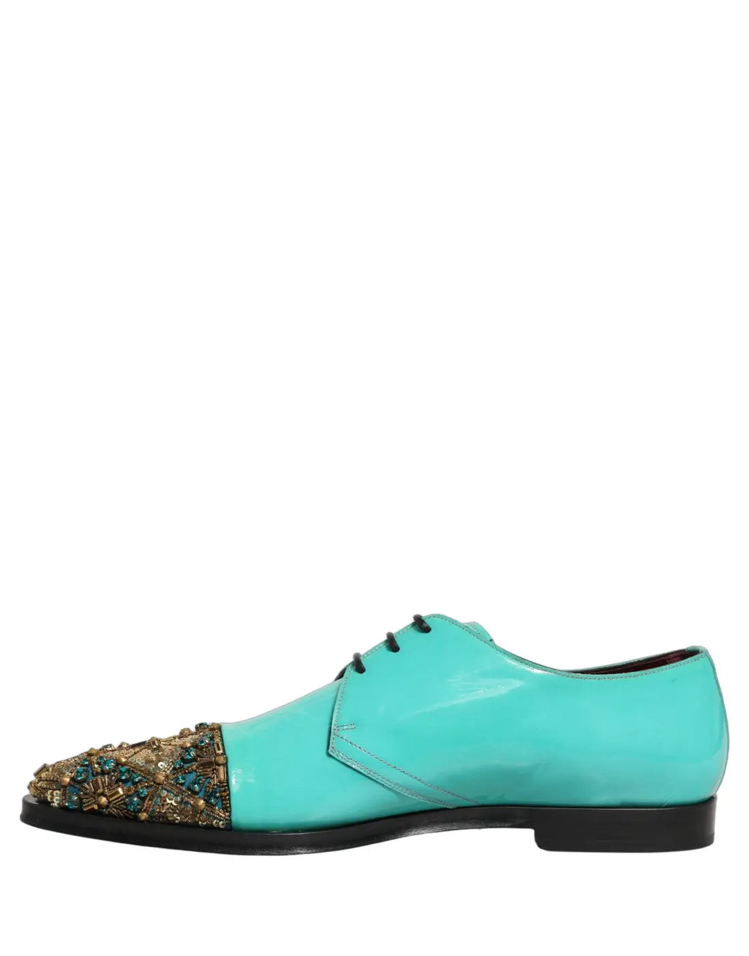 Dolce &amp; Gabbana Aqua Blue Embellished Derby Dress Formal Shoes
