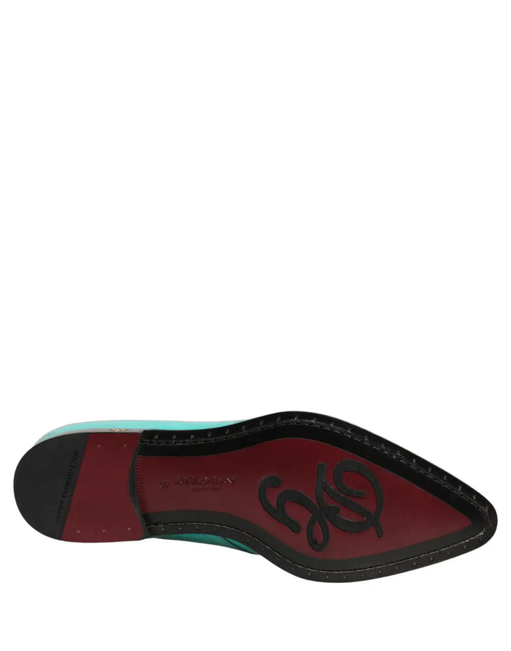 Dolce &amp; Gabbana Aqua Blue Embellished Derby Dress Formal Shoes