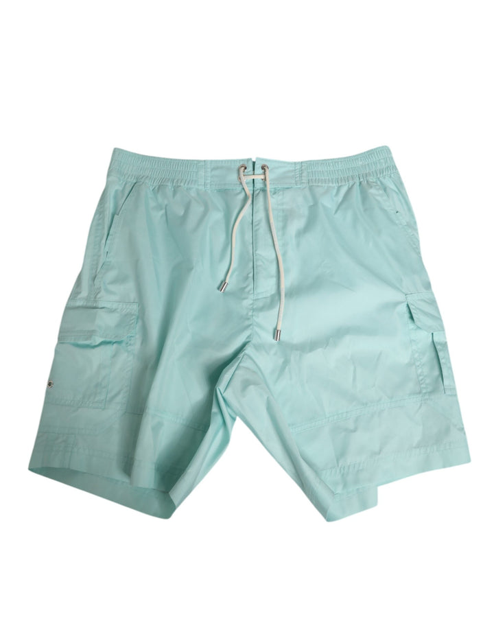 Dolce &amp; Gabbana Aqua Blue Polyester Beachwear Men Shorts Swimwear