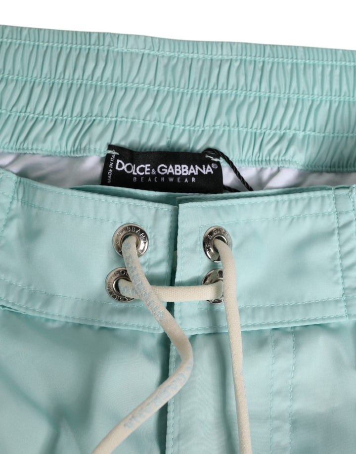 Dolce &amp; Gabbana Aqua Blue Polyester Beachwear Men Shorts Swimwear