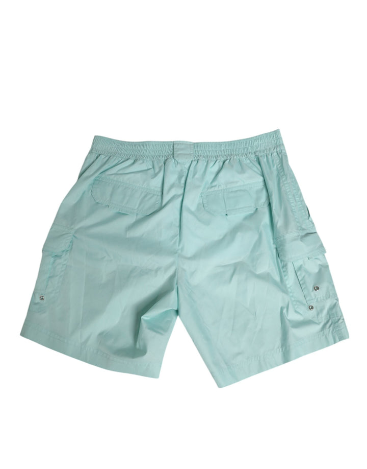 Dolce &amp; Gabbana Aqua Blue Polyester Beachwear Men Shorts Swimwear