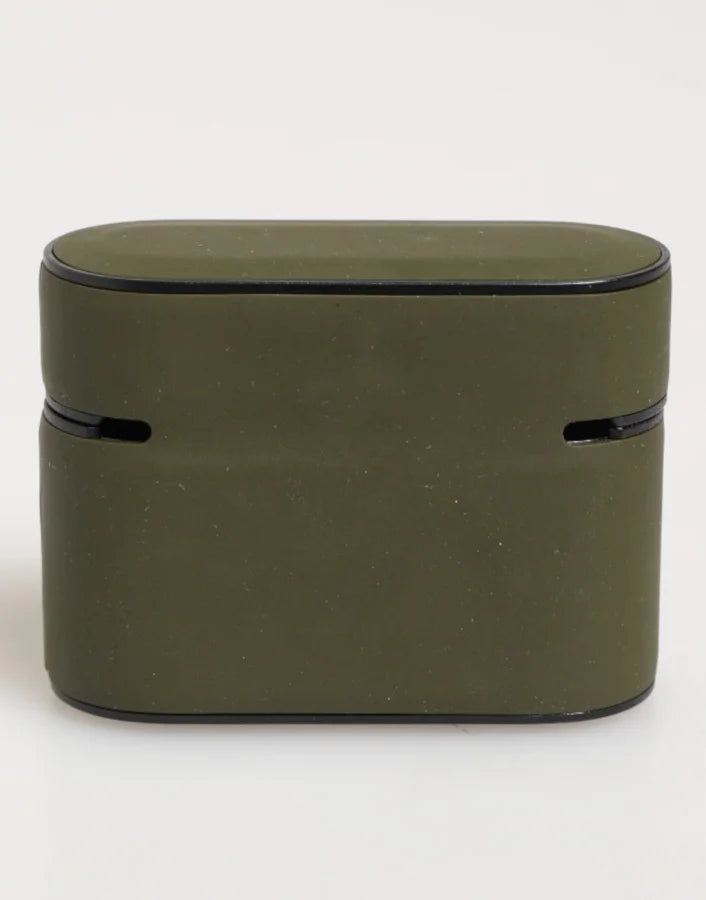 Dolce & Gabbana Army Green Rubber Logo Embossed Accessory Airpods Case