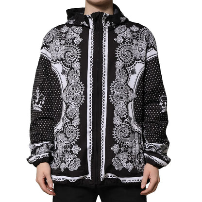Dolce Gabbana Bandana Print Bomber Jacket with Hood &
