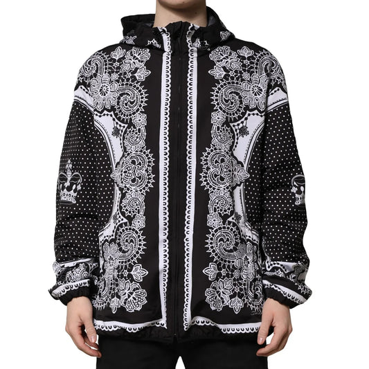 Dolce Gabbana Bandana Print Bomber Jacket with Hood &
