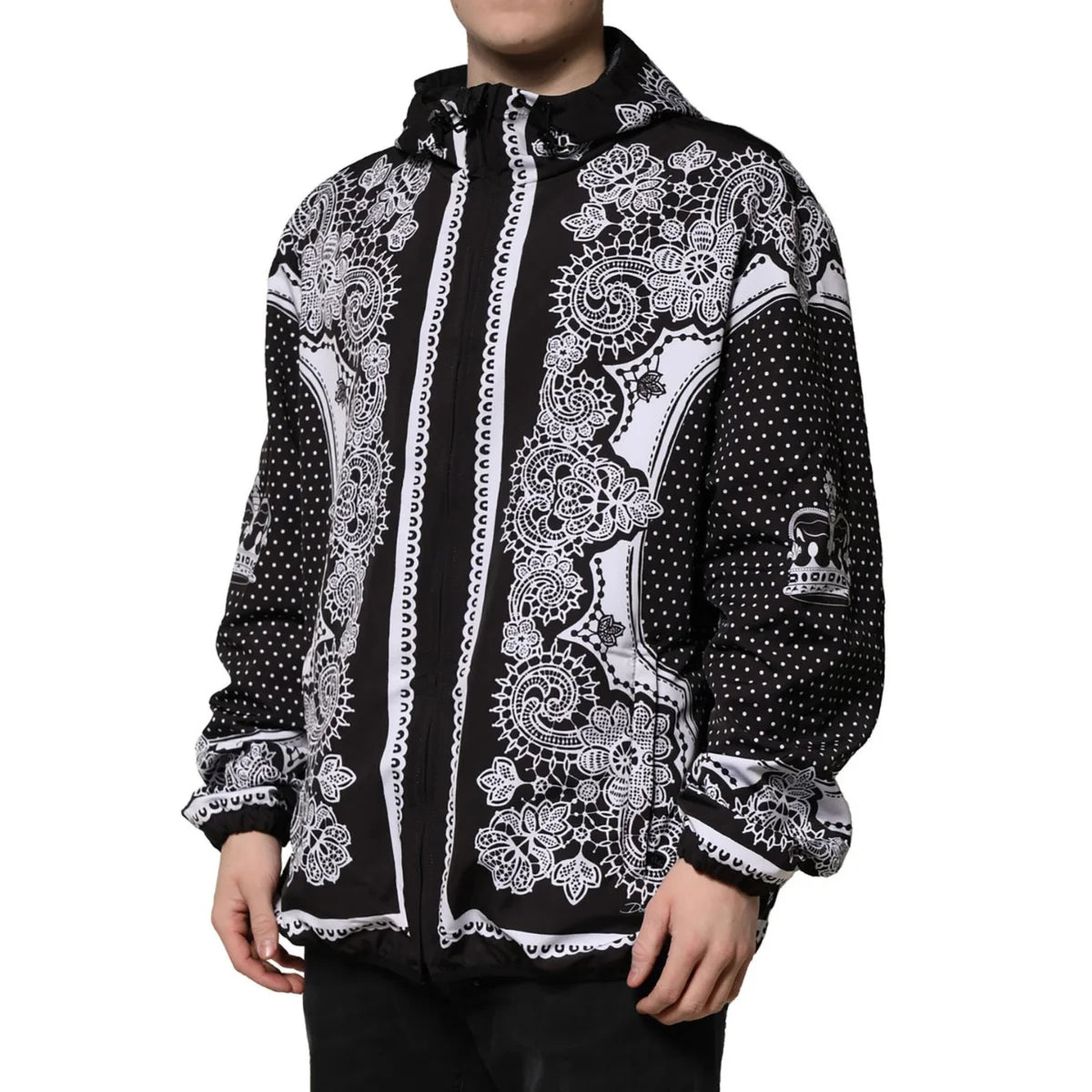 Dolce Gabbana Bandana Print Bomber Jacket with Hood &