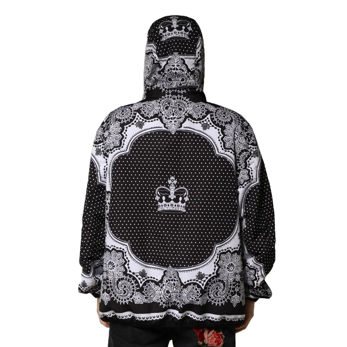 Dolce Gabbana Bandana Print Bomber Jacket with Hood &