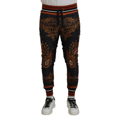Dolce & Gabbana Baroque Crown Silk Sweatpants Radiant Elegance