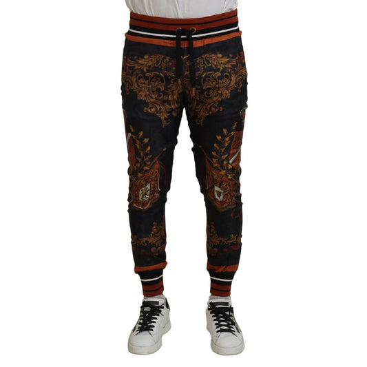 Dolce & Gabbana Baroque Crown Silk Sweatpants Radiant Elegance