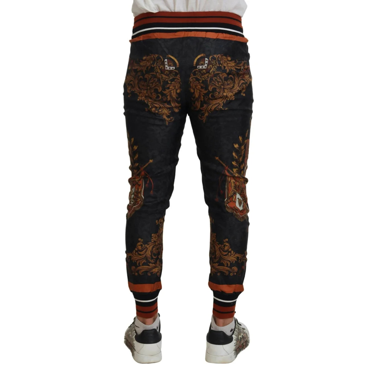 Dolce & Gabbana Baroque Crown Silk Sweatpants Radiant Elegance