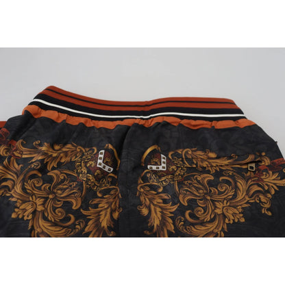 Dolce & Gabbana Baroque Crown Silk Sweatpants Radiant Elegance
